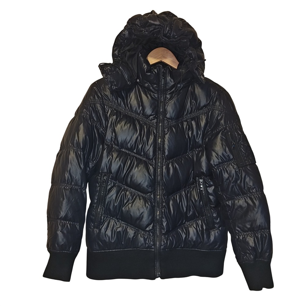 Uniqlo Black Shiny Puffer Jacket with Hood